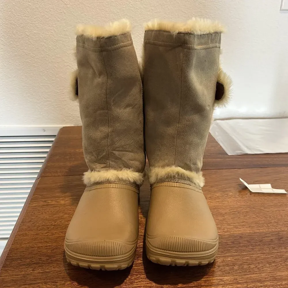 Earth‎ Astrid Sand Faux Fur Winter Boots 7/8 Kalso Comfort Suede Waterproof Look